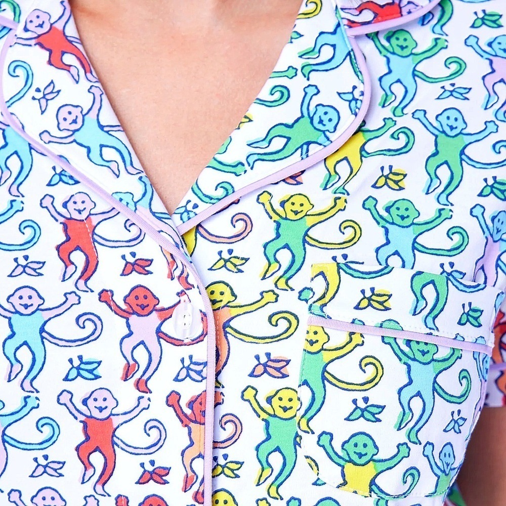 Nwt Roller Rabbit Disco Monkey Polo Pajama Set Large